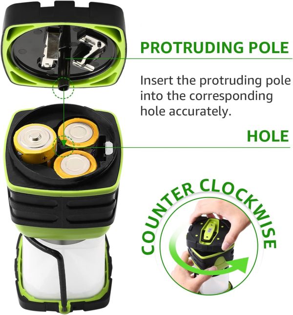 LE 1000LM Battery Powered LED Camping Lantern, Waterproof Tent Light with 4 Light Modes, Camping Essentials, Portable Lantern Flashlight for Camping, Emergency Light, Power Outages, Not Rechargeable - Image 15
