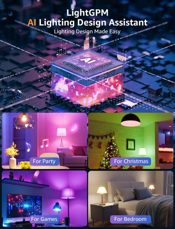 Lepro B1 AI Smart Light Bulbs - WiFi & Bluetooth RGBWW Color Changing LED Bulb Compatible with Alexa & Google Assistant, AI Generated Lighting LLM, AI Voice Control, Music Sync, 2.4GHz Only, 4 Packs - Image 2