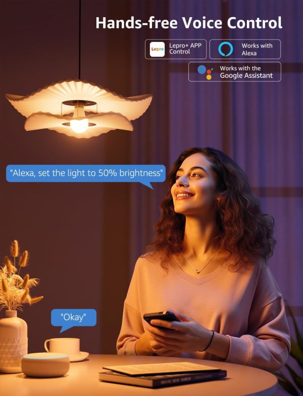 Lepro B1 AI Smart Light Bulbs - WiFi & Bluetooth RGBWW Color Changing LED Bulb Compatible with Alexa & Google Assistant, AI Generated Lighting LLM, AI Voice Control, Music Sync, 2.4GHz Only, 4 Packs - Image 3