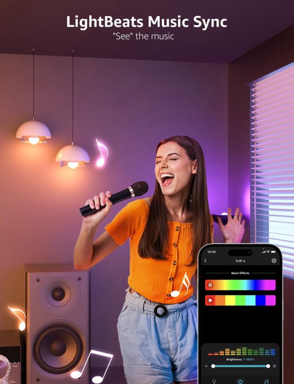 Lepro B1 AI Smart Light Bulbs - WiFi & Bluetooth RGBWW Color Changing LED Bulb Compatible with Alexa & Google Assistant, AI Generated Lighting LLM, AI Voice Control, Music Sync, 2.4GHz Only, 4 Packs - Image 7
