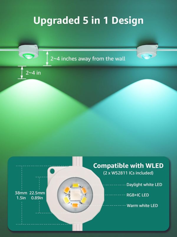 Lepro E1 AI Permanent Outdoor Lights APP Control, 50ft Smart RGB+IC Christmas House Lights with 30 Warm/Cool White LED Pucks, Alexa Google Enabled, AI Generated Lighting LLM, NO Remote, 2.4 GHz WiFi - Image 6