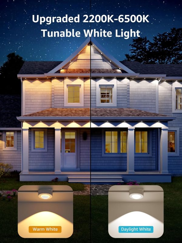 Lepro E1 AI Permanent Outdoor Lights APP Control, 50ft Smart RGB+IC Christmas House Lights with 30 Warm/Cool White LED Pucks, Alexa Google Enabled, AI Generated Lighting LLM, NO Remote, 2.4 GHz WiFi - Image 8