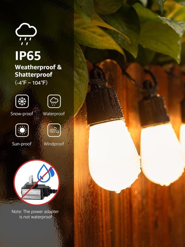 Lepro ZB1 AI Smart Outdoor String Lights APP Control, 100(88+12) ft RGB+IC+Warm White Outdoor Light 30 LED Bulbs, NOT Extendable, Alexa Google Enabled, Music Sync, NO Remote, 2.4 GHz WiFi+Bluetooth - Image 6