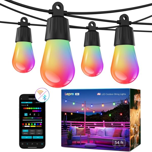 Lepro ZB1 AI Smart Outdoor String Lights APP Control, 100(88+12) ft RGB+IC+Warm White Outdoor Light 30 LED Bulbs, NOT Extendable, Alexa Google Enabled, Music Sync, NO Remote, 2.4 GHz WiFi+Bluetooth - Image 10