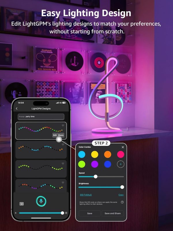 Lepro TB2 AI Smart Table Lamp, RGB+IC Addressable LED Lamp Alexa Google Enable, APP Control Color Changing Modern Spiral Lamp No Remote, Music Sync, AI Generated Lighting LLM,2.4 GHz WiFi/Bluetooth - Image 4