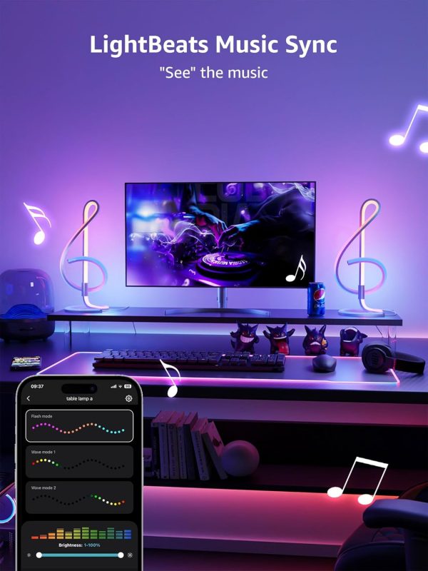 Lepro TB2 AI Smart Table Lamp, RGB+IC Addressable LED Lamp Alexa Google Enable, APP Control Color Changing Modern Spiral Lamp No Remote, Music Sync, AI Generated Lighting LLM,2.4 GHz WiFi/Bluetooth - Image 6