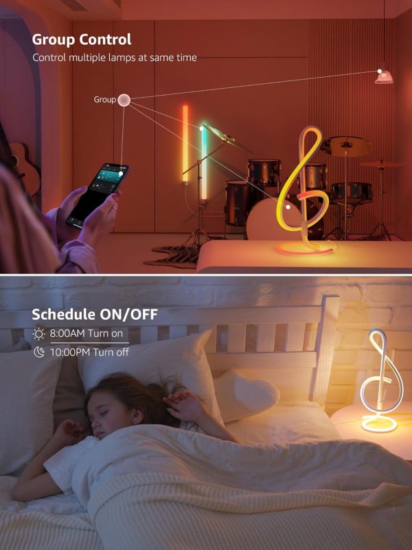 Lepro TB2 AI Smart Table Lamp, RGB+IC Addressable LED Lamp Alexa Google Enable, APP Control Color Changing Modern Spiral Lamp No Remote, Music Sync, AI Generated Lighting LLM,2.4 GHz WiFi/Bluetooth - Image 7