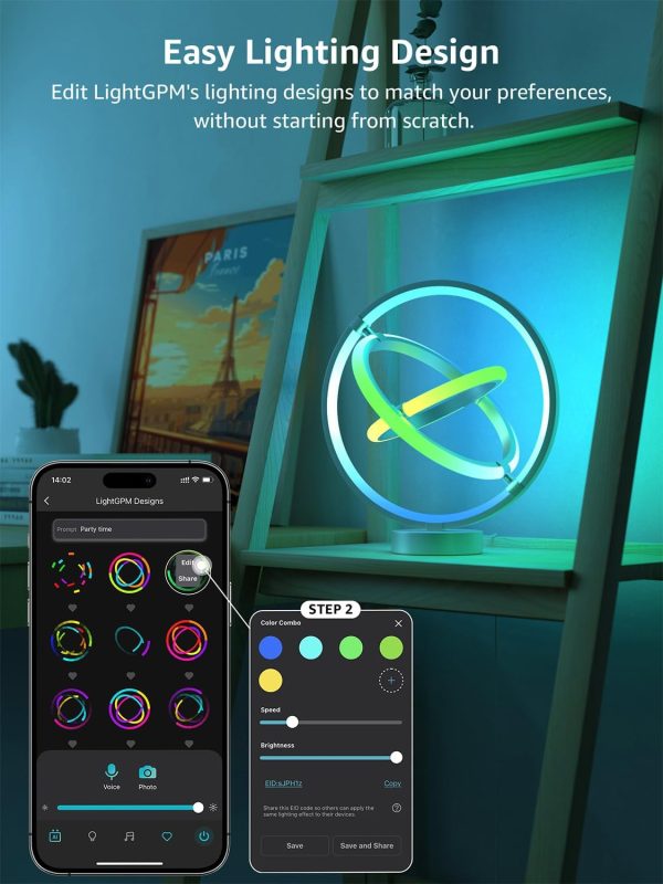 Lepro TB2 AI Smart Table Lamp, RGB+IC Addressable LED Lamp Alexa Google Enable, APP Control Color Changing Modern Spiral Lamp No Remote, Music Sync, AI Generated Lighting LLM,2.4 GHz WiFi/Bluetooth - Image 13