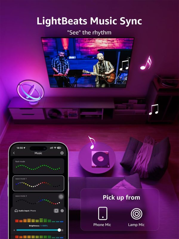 Lepro TB2 AI Smart Table Lamp, RGB+IC Addressable LED Lamp Alexa Google Enable, APP Control Color Changing Modern Spiral Lamp No Remote, Music Sync, AI Generated Lighting LLM,2.4 GHz WiFi/Bluetooth - Image 14