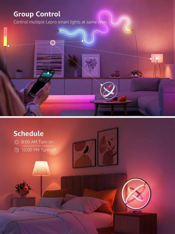 Lepro TB2 AI Smart Table Lamp, RGB+IC Addressable LED Lamp Alexa Google Enable, APP Control Color Changing Modern Spiral Lamp No Remote, Music Sync, AI Generated Lighting LLM,2.4 GHz WiFi/Bluetooth - Image 15