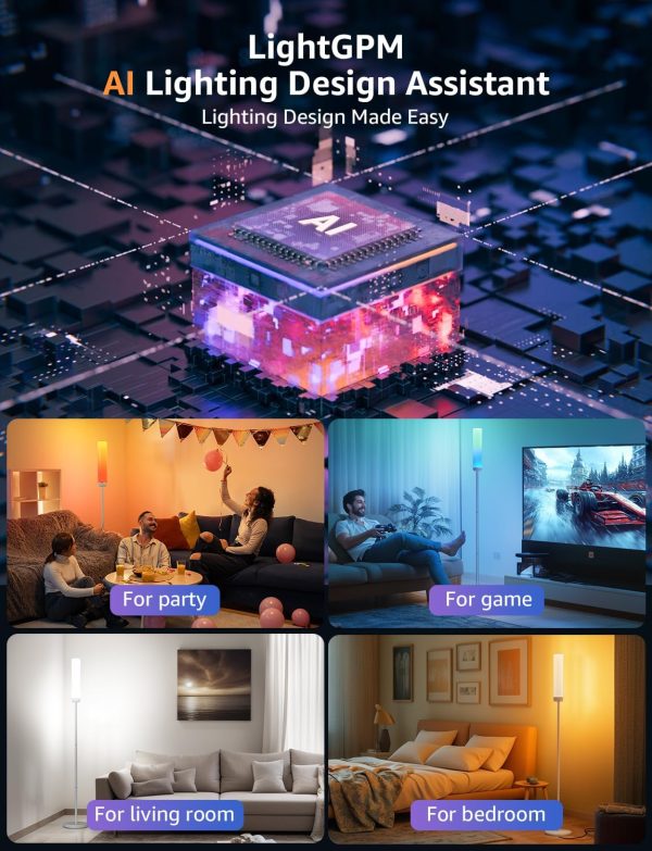 Lepro O1 AI Floor Lamp, 2300LM Smart LED Standing Lamp APP/WiFi Control, Alexa/Google Assistant Enabled, Modern Floor Lamp with Music Sync, DIY Mode, RGBCW &CCT, Lamps for Living Room, Bedroom, Office - Image 2