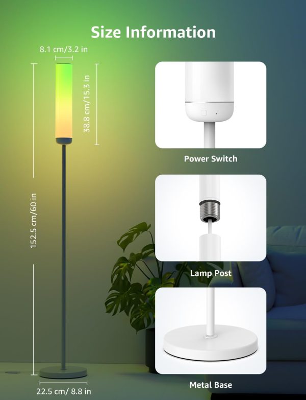 Lepro O1 AI Floor Lamp, 2300LM Smart LED Standing Lamp APP/WiFi Control, Alexa/Google Assistant Enabled, Modern Floor Lamp with Music Sync, DIY Mode, RGBCW &CCT, Lamps for Living Room, Bedroom, Office - Image 8